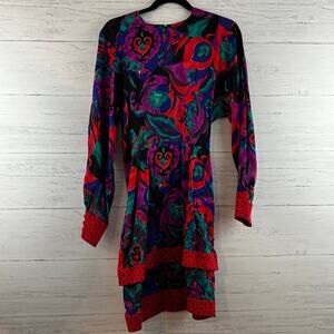 Jan Barboglio Abstract Colorful Printed Long Sleeve Dress Size S